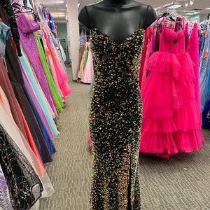 Blush sz:4 Black/Gold Sequin Dress